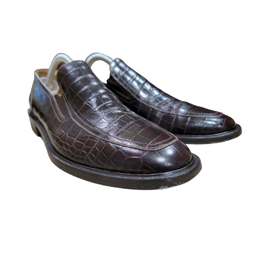 Cole Haan Collection Men's Brown Leather Croc Design Slip On Loafers‎ Size 9 M